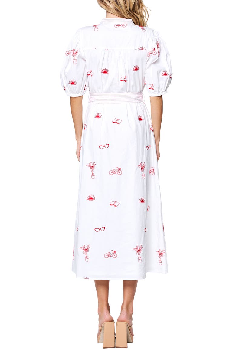 Shirly Embroidered Belted Cotton Shirtdress, Alternate, color, CREAM