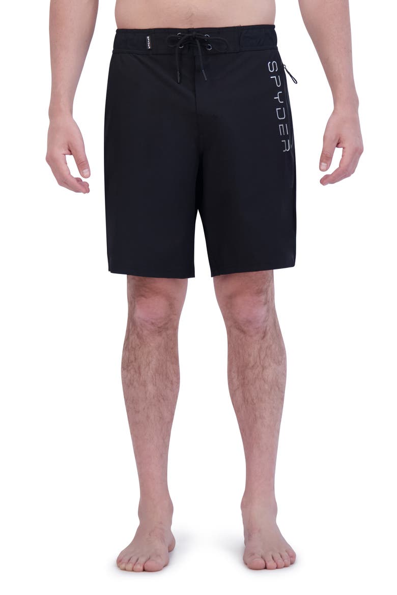 Laser Cut Board Shorts, Main, color, BLACK