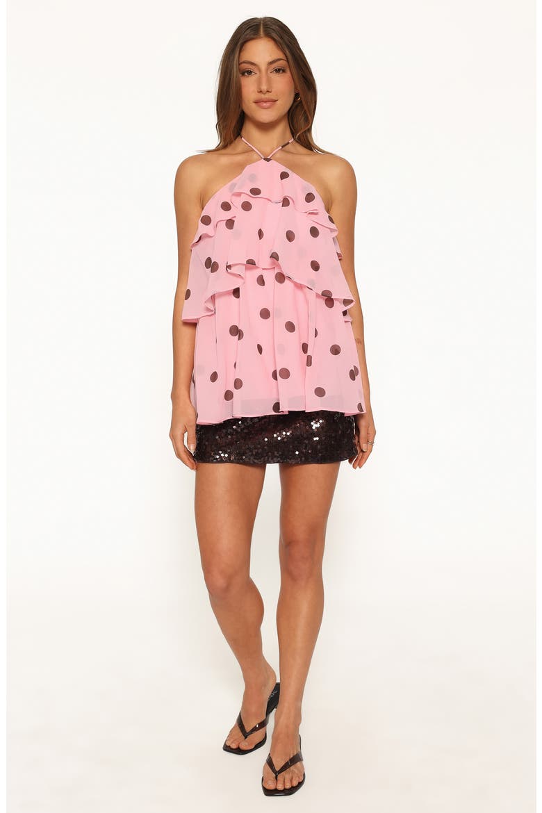 Helena Halterneck Top, Alternate, color, PINK POLKA DOT