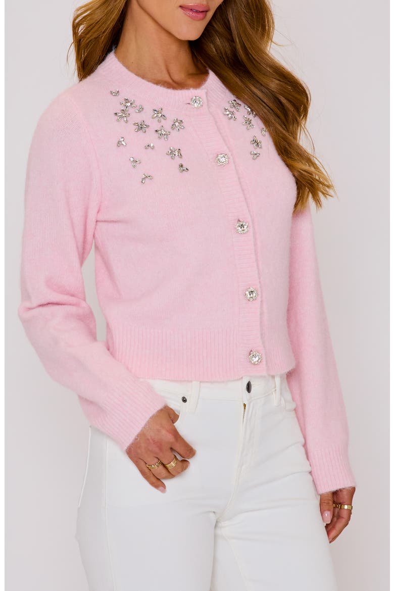 Sweet Nothings Rhinestone Detail Cardigan, Alternate, color, PINK