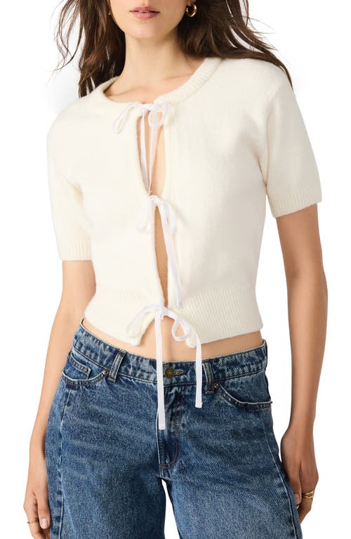 Steve Madden Sereia Tie Front Crop Cardigan In White