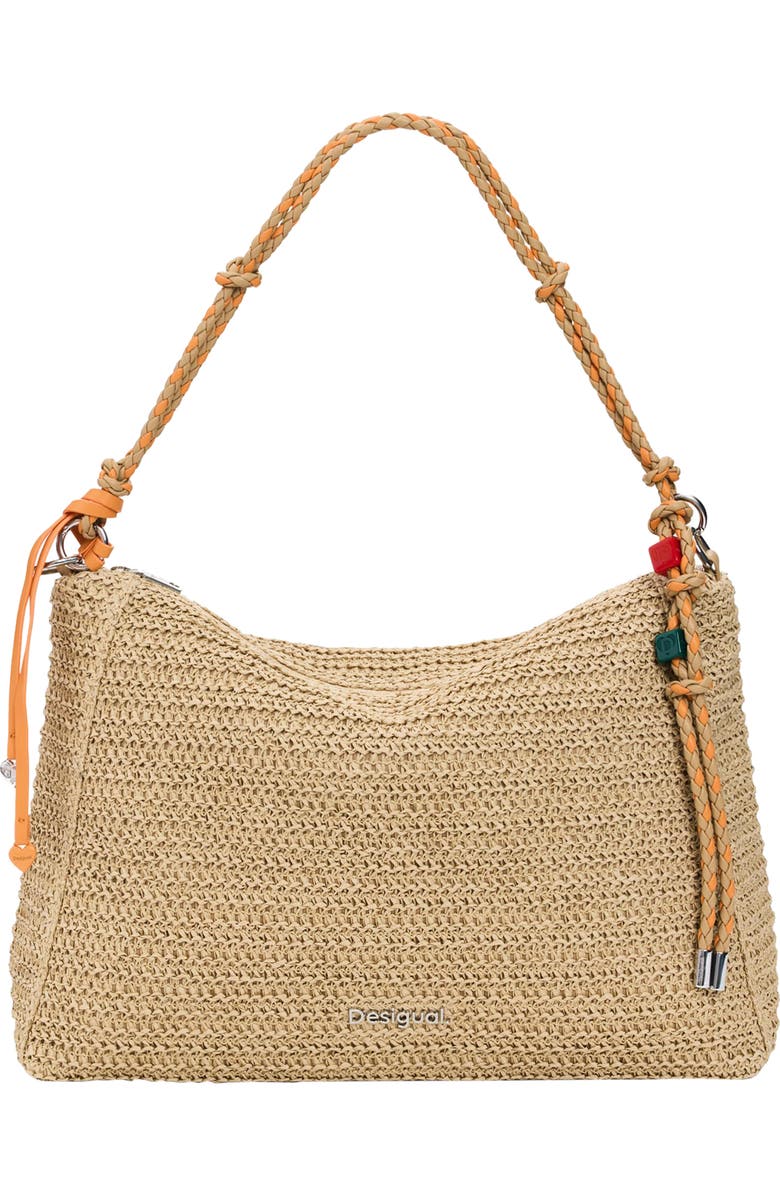 Desigual Large Raffia Shoulder Bag, Main, color,