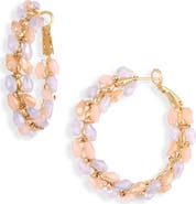 Cara Flower Beaded Hoop Earrings