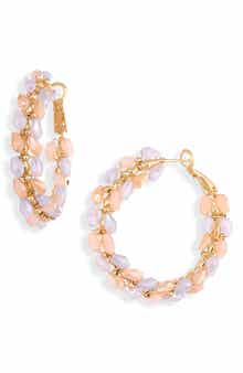 Cara Flower Beaded Hoop Earrings