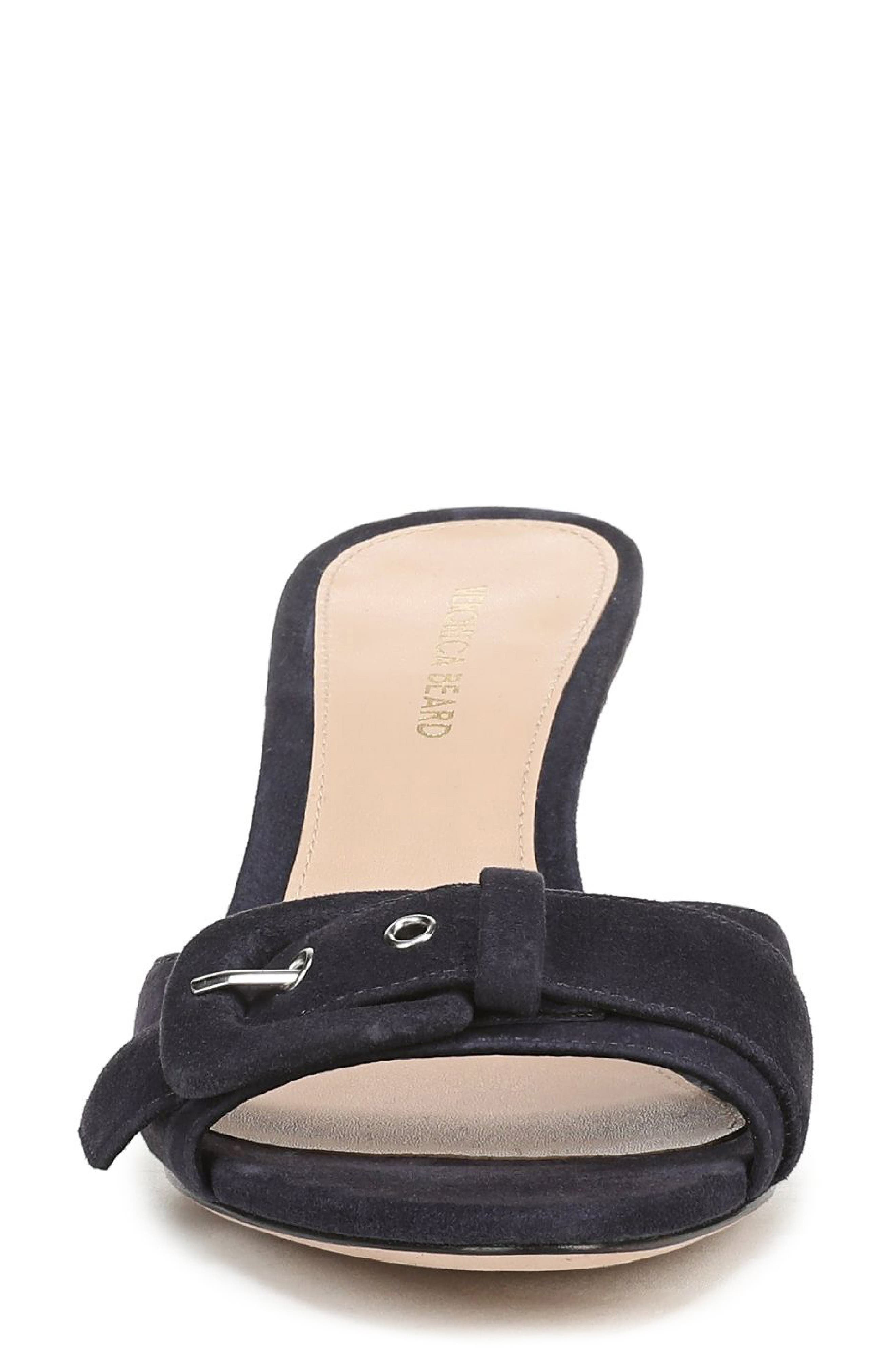 Tia Buckle Slide Sandal, Alternate, color, NAVY SUEDE