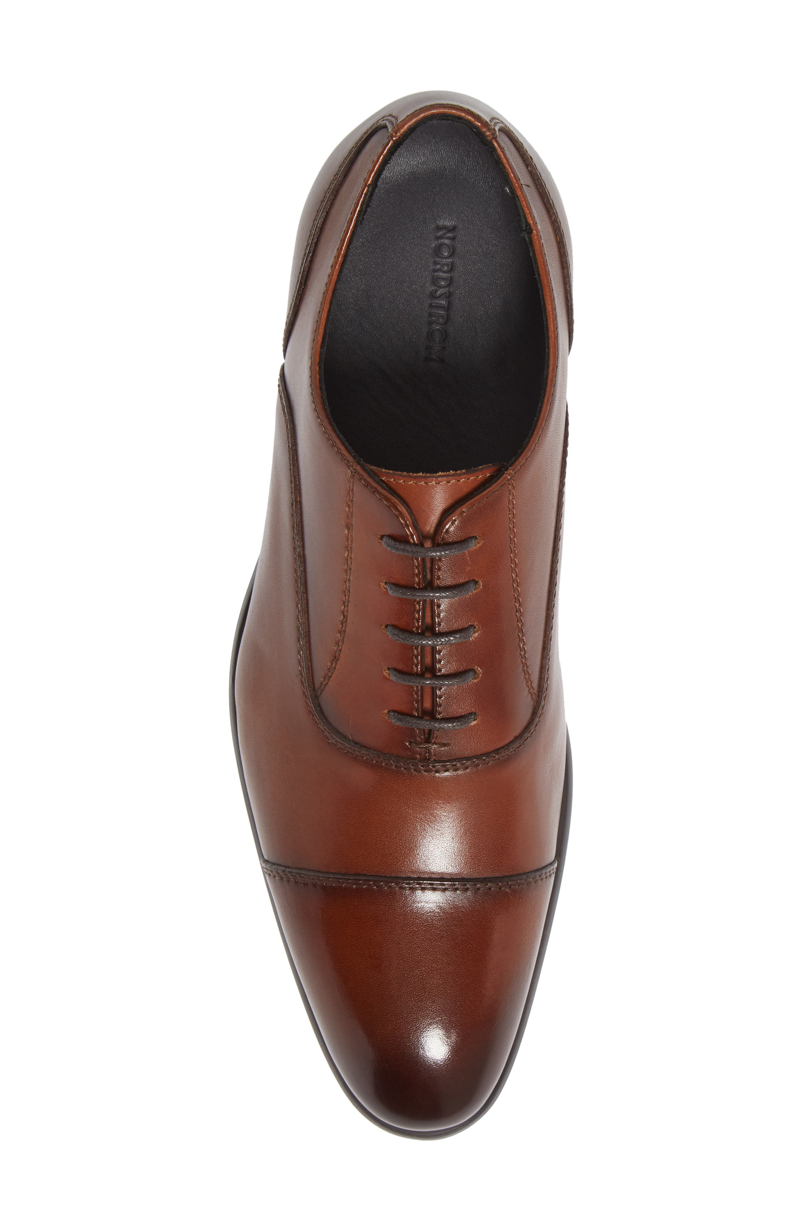 Nordstrom Dane Cap Toe Oxford, Alternate, color, Brown Leather