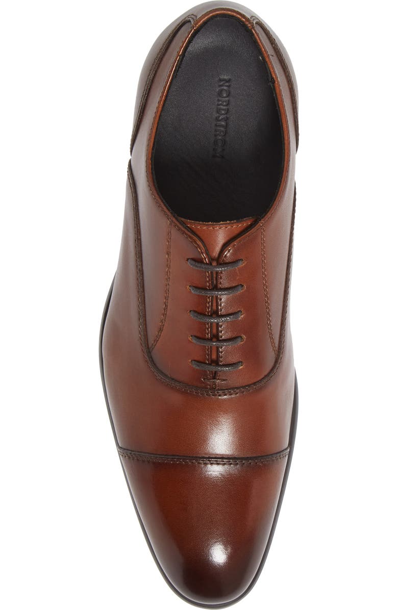Nordstrom Dane Cap Toe Oxford, Alternate, color, Brown Leather
