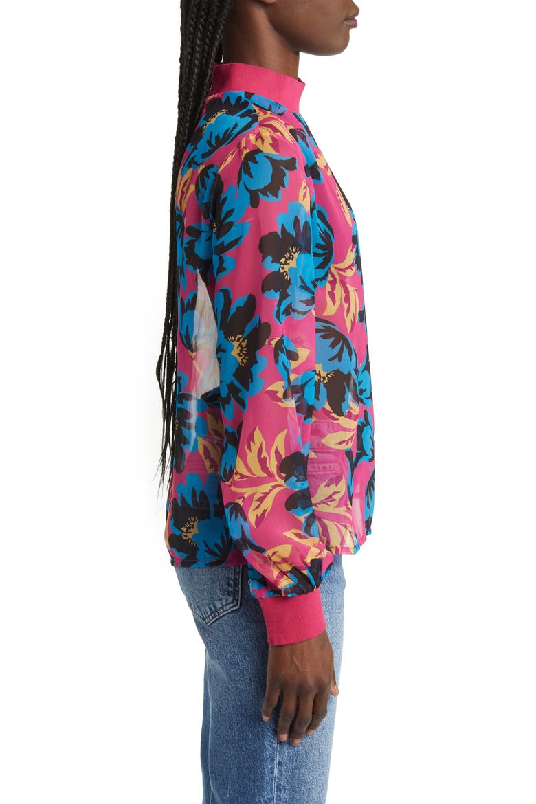 Eloise Floral Print Crinkled Blouse, Alternate, color, FUSCHIA BLUE JEWEL