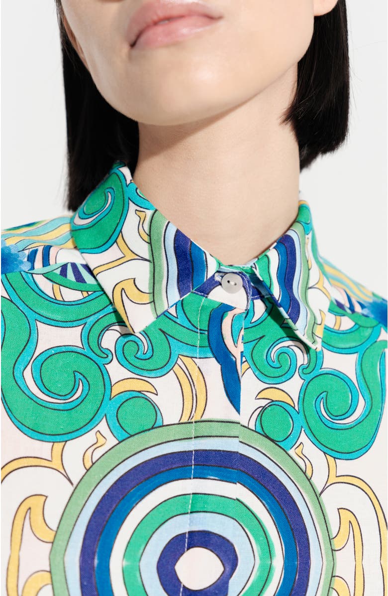 De Loreta Mari Short Sleeve Cotton Midi Shirtdress, Alternate, color, Lunada Print