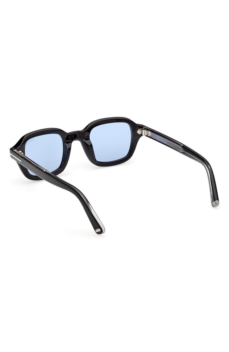 TOM FORD 46mm Small Square Sunglasses, Alternate, color, Shiny Black Palladium / Blue