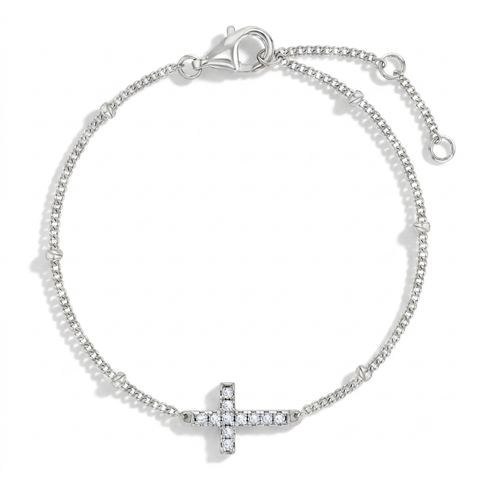 CZ Cross Satellite Girls Bracelet