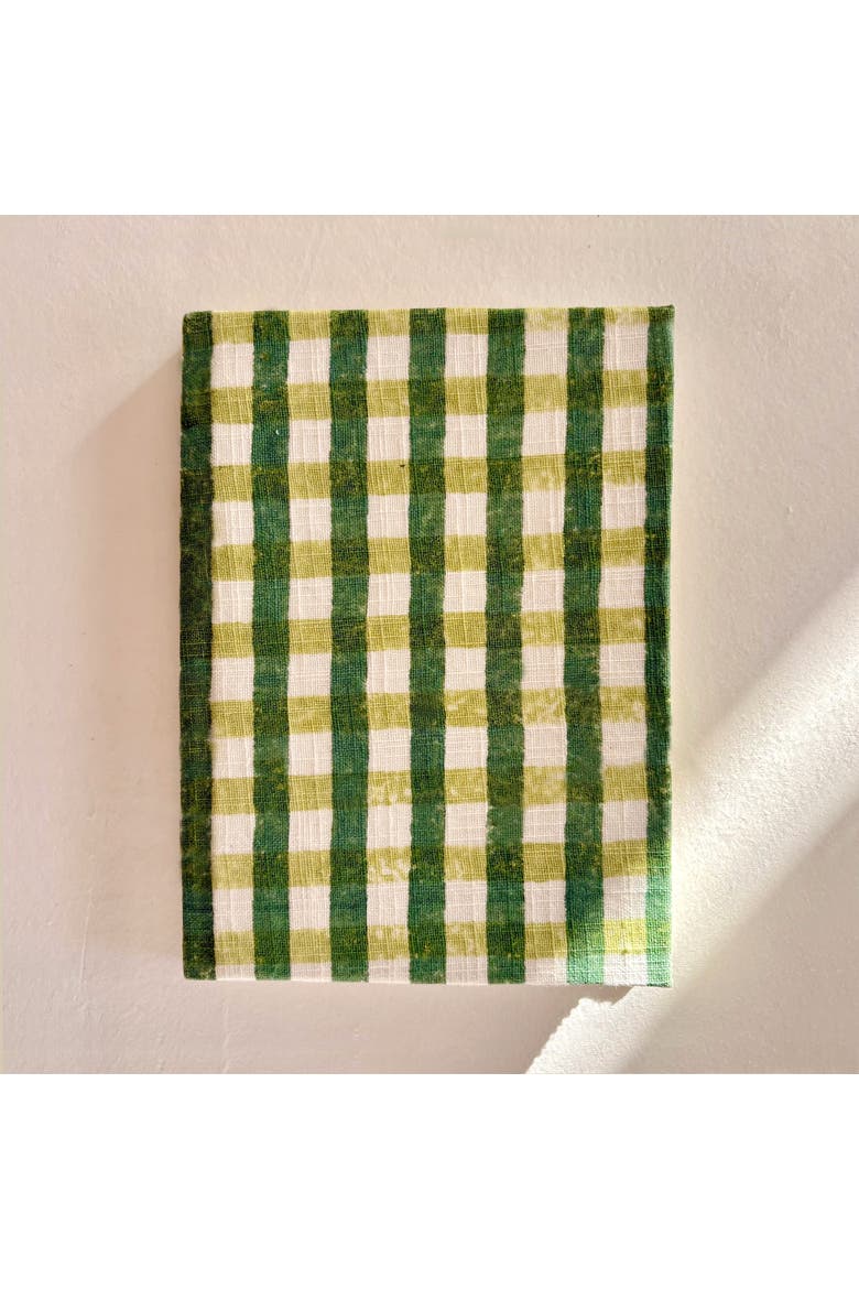 Handcrafted Sustainable A5 Diary Journal Notebook with Handmade Paper, Alternate, color, Green Checks