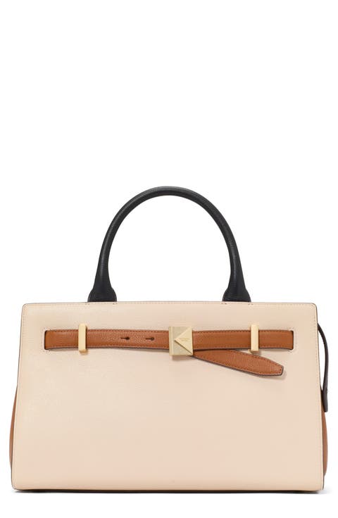 deco colorblock leather handbag