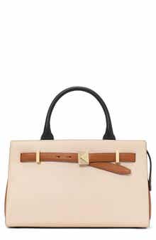 deco colorblock leather handbag