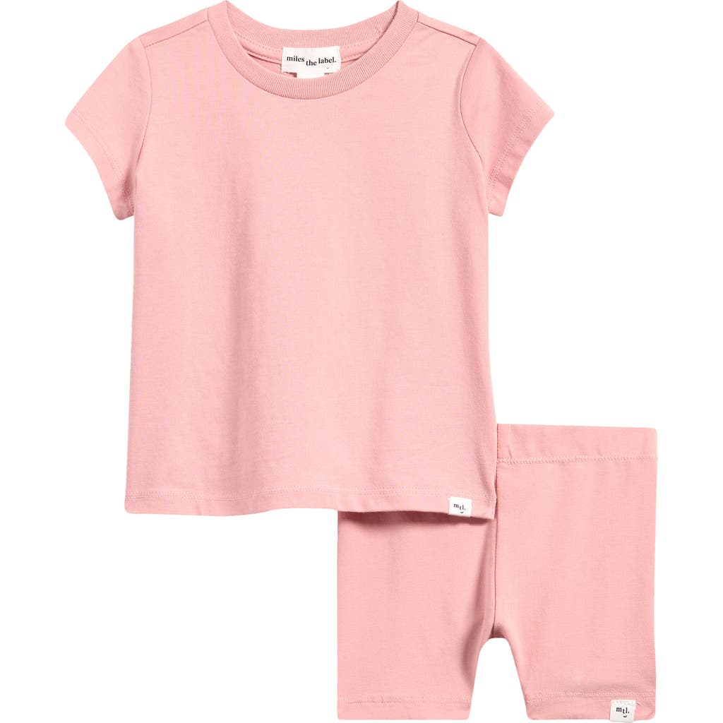 MILES BABY Rose Basics T-Shirt & Bike Shorts Set in Light Pink  product