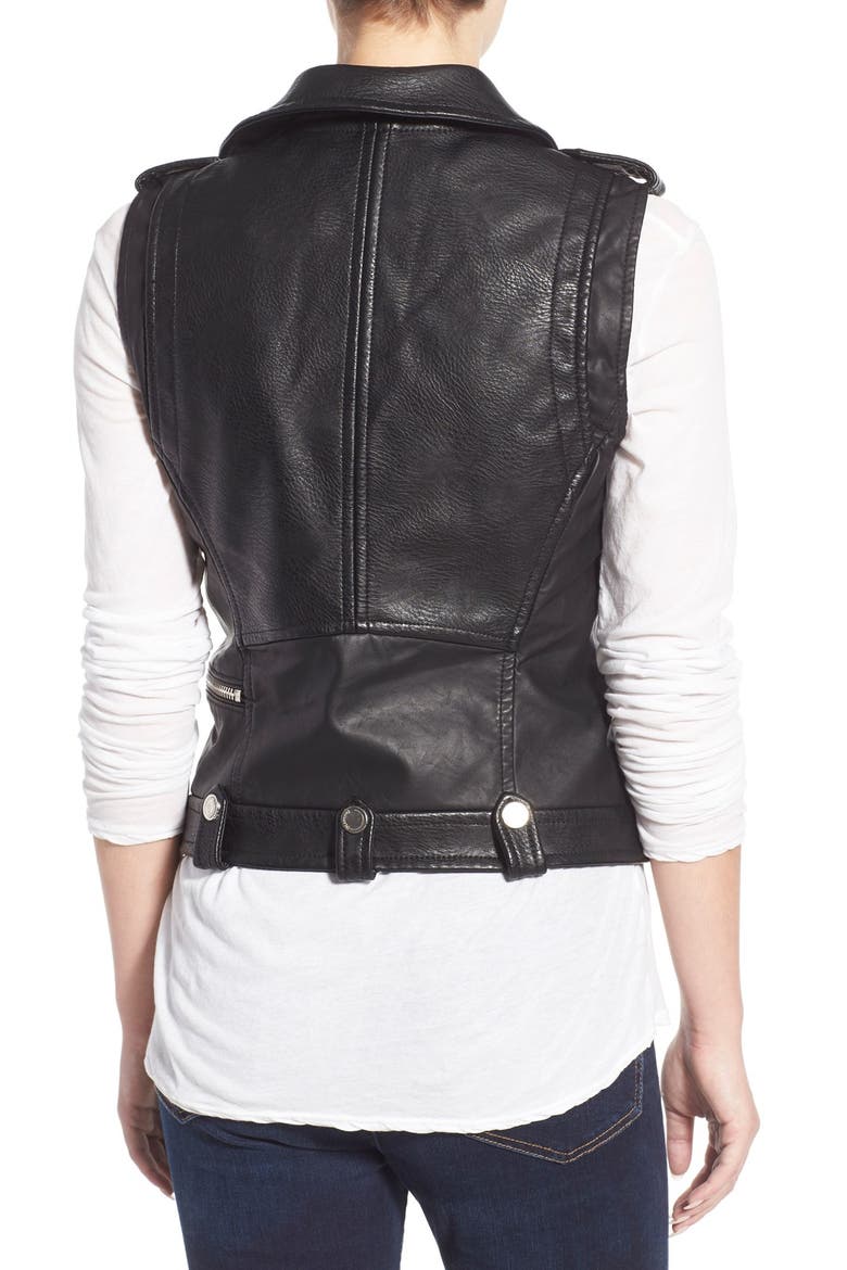 Faux Leather Moto Vest, Alternate, color, BLACK