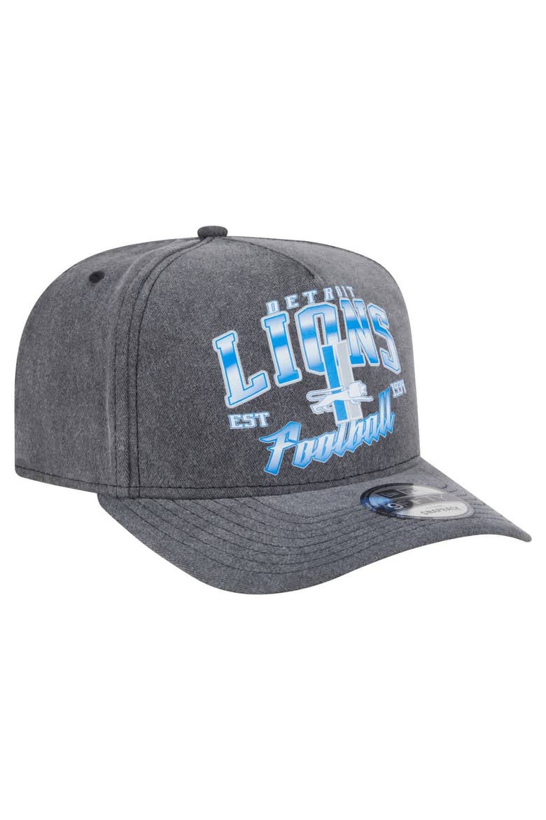 Men's New Era  Black Detroit Lions Throwback Washed A-Frame 9FIFTY Snapback Hat, Alternate, color, Black