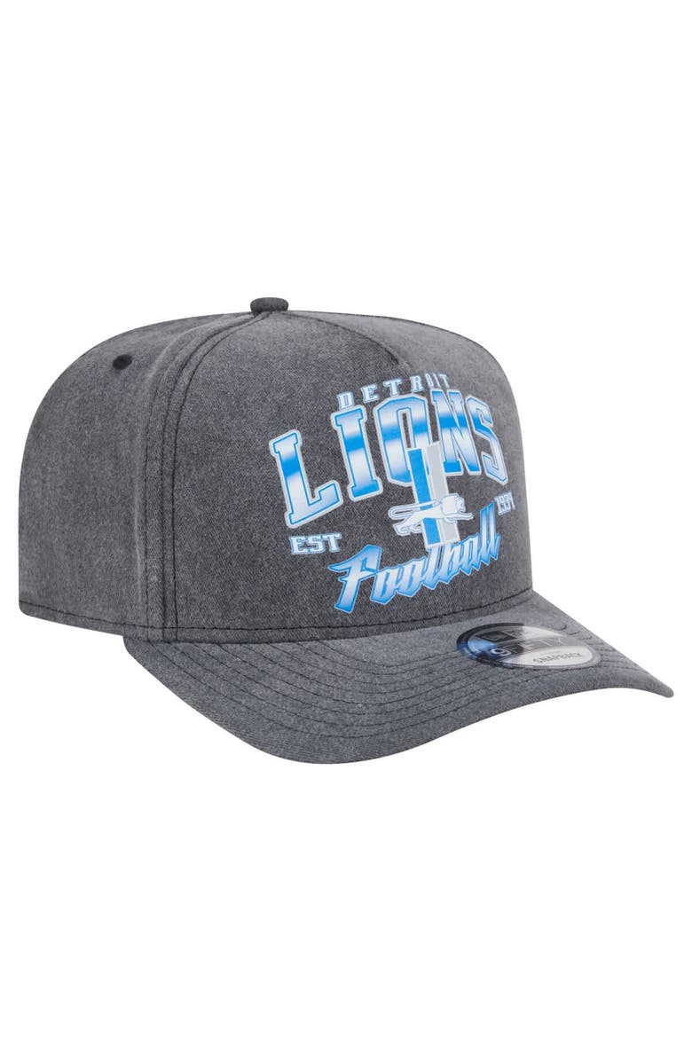 New Era Men's New Era Black Detroit Lions Throwback Washed A-Frame 9FIFTY Snapback Hat, Alternate, color, Black
