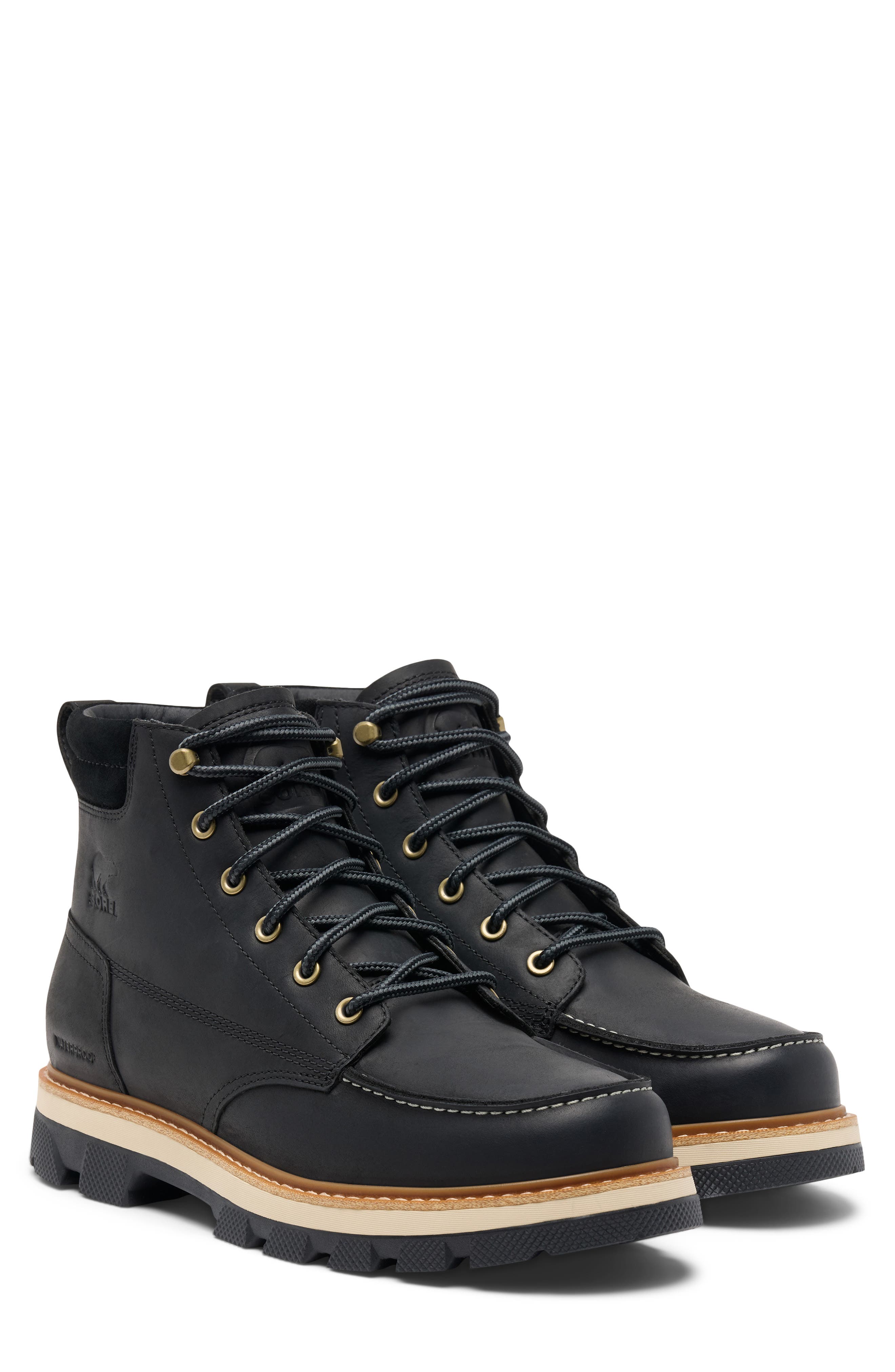 Lark-47 Waterproof Moc Toe Boot, Alternate, color, BLACK/ BLEACHED CERAMIC