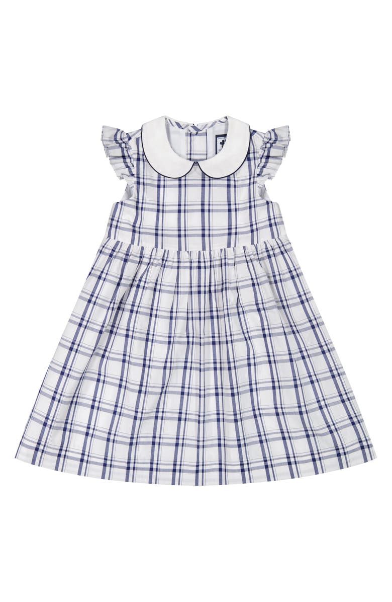 Busy Bees Riley Girls Flutter Sleeve Dress Navy Plaid, Main, color, Navy Plaid