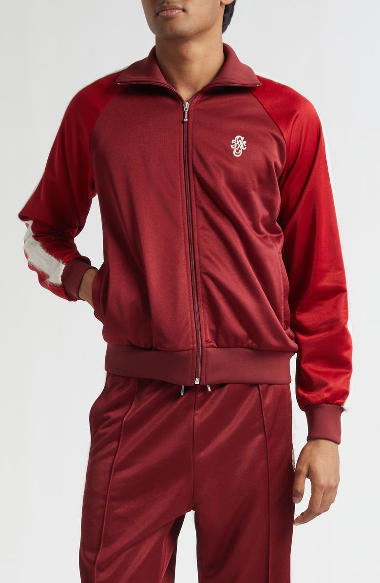 STOCKHOLM SURFBOARD CLUB Monogram Track Jacket, Main, color, Cherry
