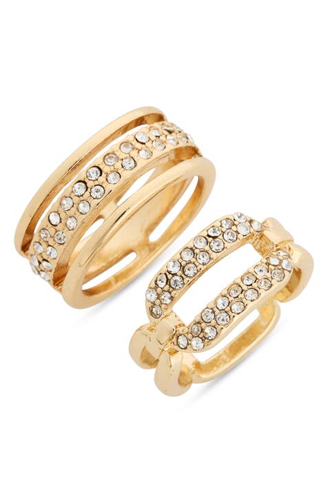 2-Pack Pavé Crystal Assorted Rings