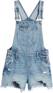 HIDDEN JEANS Frayed Hem Short Overalls