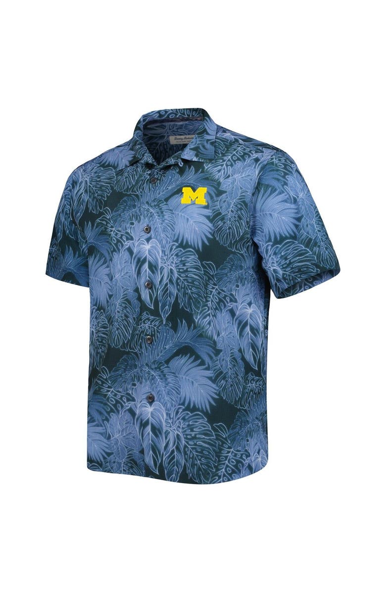 Tommy Bahama Men's Tommy Bahama Navy Michigan Wolverines Big & Tall Coast Luminescent Fronds IslandZone Button-Up Camp Shirt, Alternate, color, 