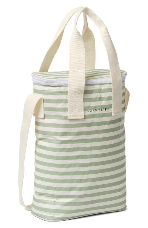 Sunnylife Light Drinks Cooler Bag In La Palma Sage Stripe