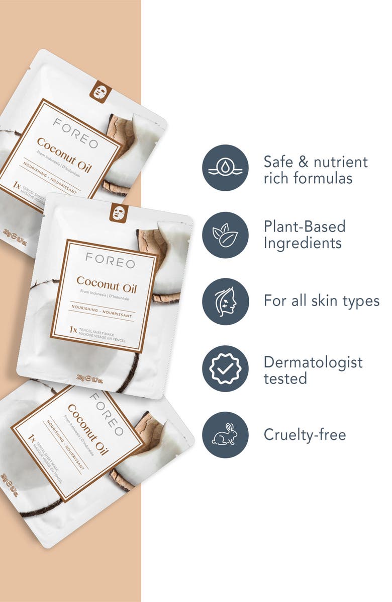 FOREO Farm To Face Sheet Mask - Coconut Oil x3, Alternate, color, NO COLOR