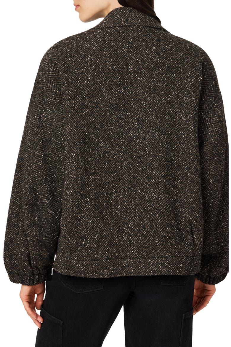 Herringbone Tweed Peacoat, Alternate, color, CHOCOLATE HERRINGBONE