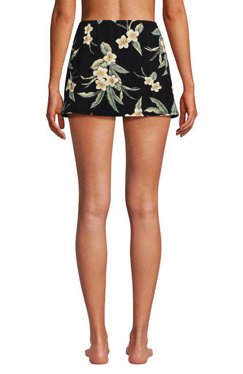 Shop Lands' End Slender Separates Tummy Control Swim Skirt Swim Bottoms In Black Plumeria Floral