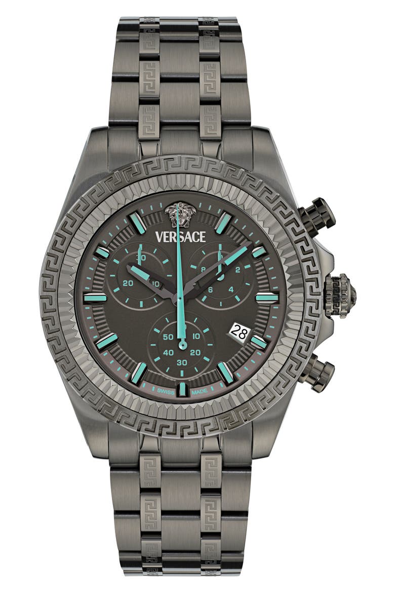 Fornax Chronograph Bracelet Watch, 43mm, Main, color, IP GUNMETAL