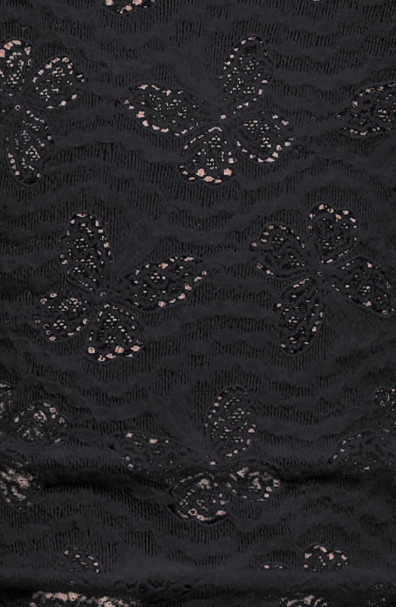 LIONESS Tidal Pointelle Asymmetric Midi Skirt, Alternate, color, Ink