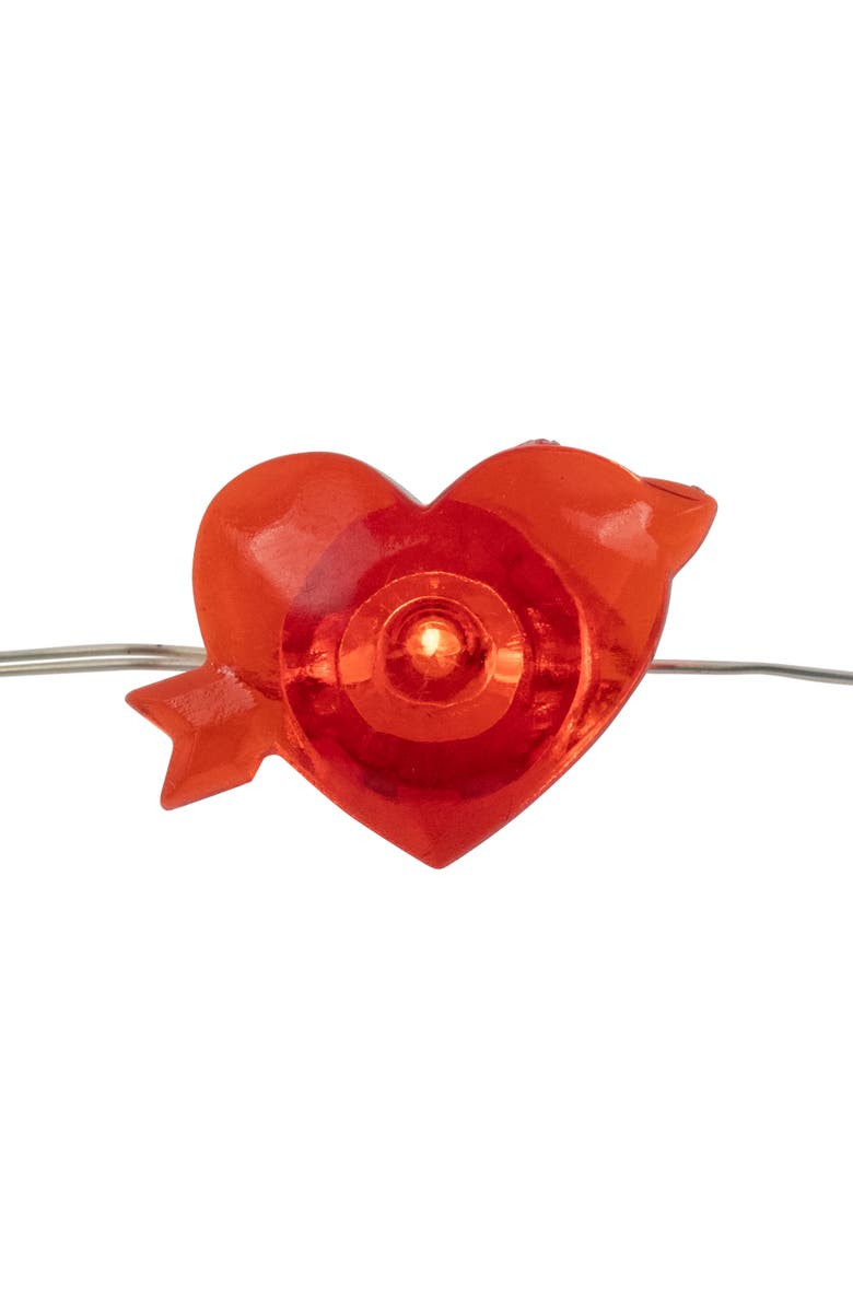 Northlight 20-Count Valentine's Day Heart and Arrow LED Fairy Lights, 6.25ft, Copper Wire, Alternate, color, Red