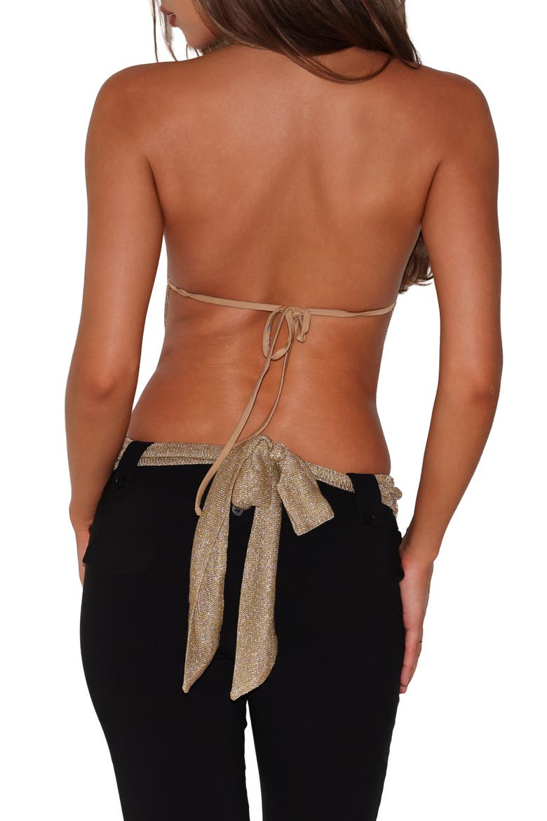 Evanna 2.0 Metallic Halter Top, Alternate, color, GOLD