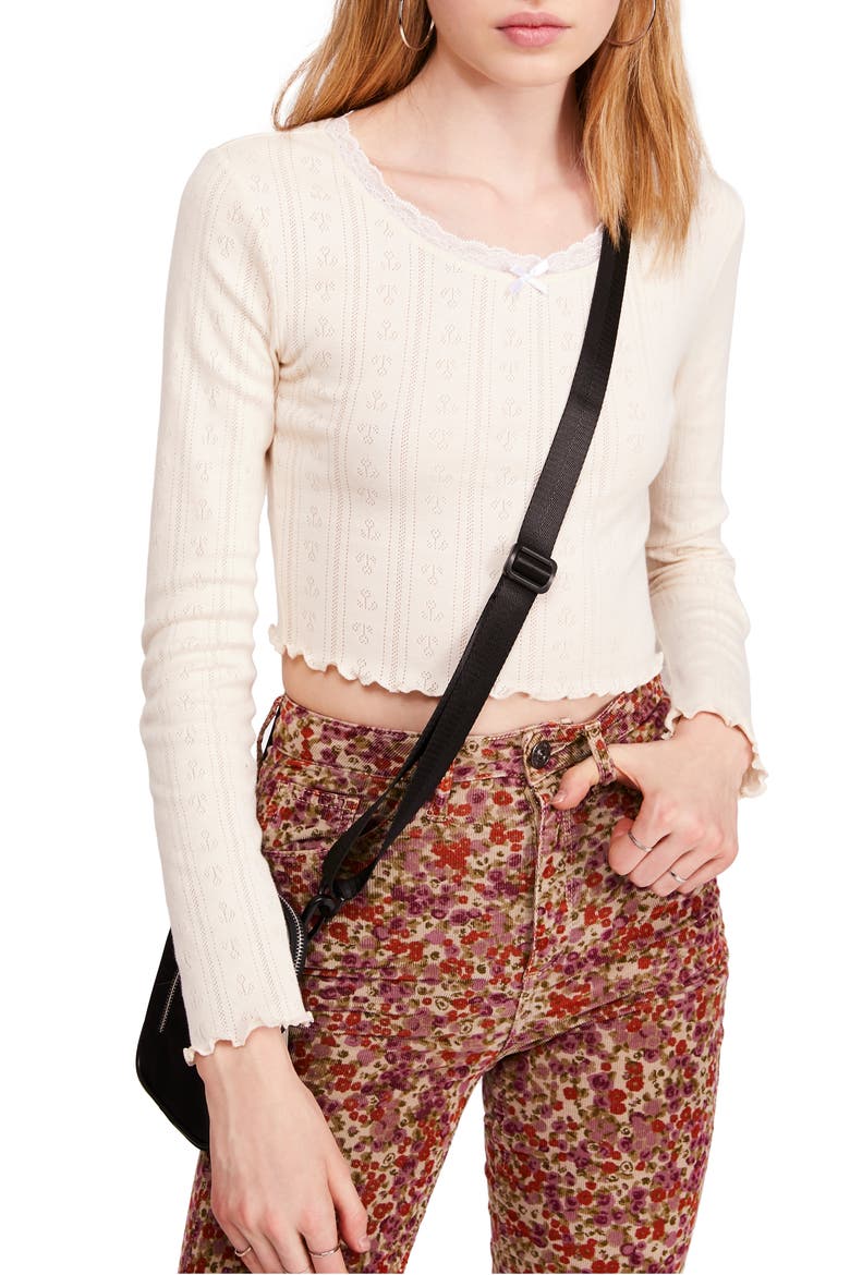 Tulip Pointelle Top, Main, color, ECRU