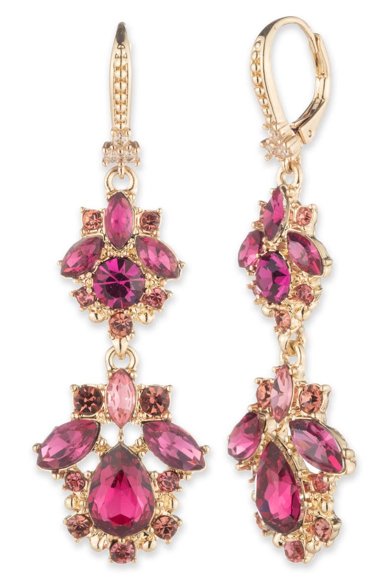 Cluster Double Drop Earrings, Main, color, PINK