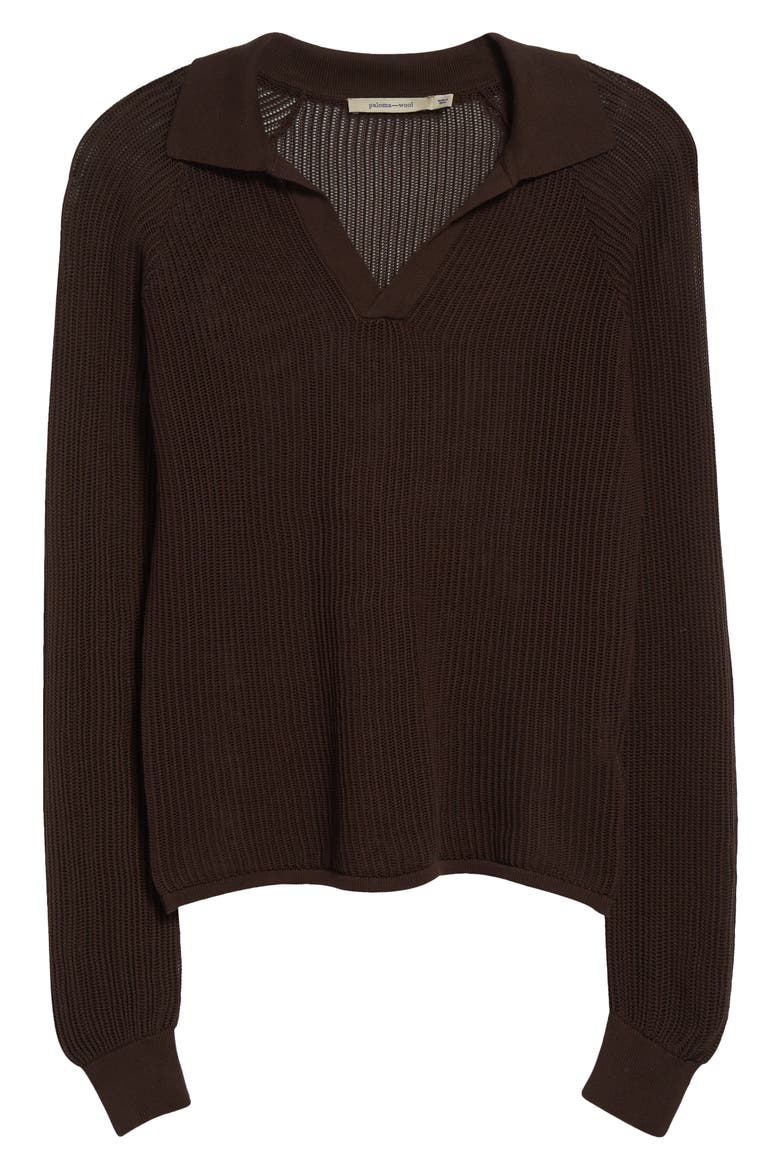 Dandy Open Stitch Long Sleeve Polo, Alternate, color, BROWN