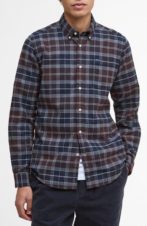 Kyeloch Tailored Fit Plaid Cotton Flannel Button-Down Shirt