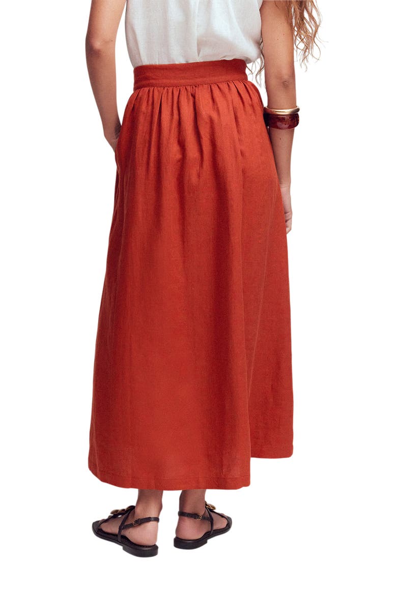 Emma Linen Maxi Skirt, Alternate, color, BURNT HENNA