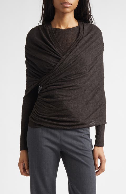 Elio Semisheer Baby Alpaca & Extrafine Wool Blend Rib Crossover Sweater