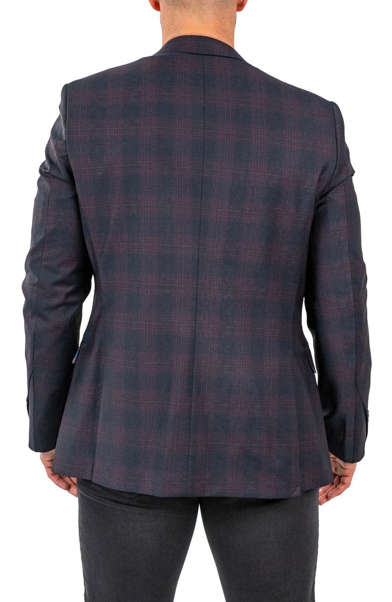 Maceoo Descartes Plaid Wool Blend Blazer, Alternate, color, Red/Navy Plaid