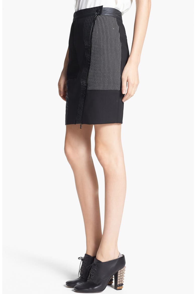 'Hastings' Coated Patchwork Skirt, Alternate, color, BLACK