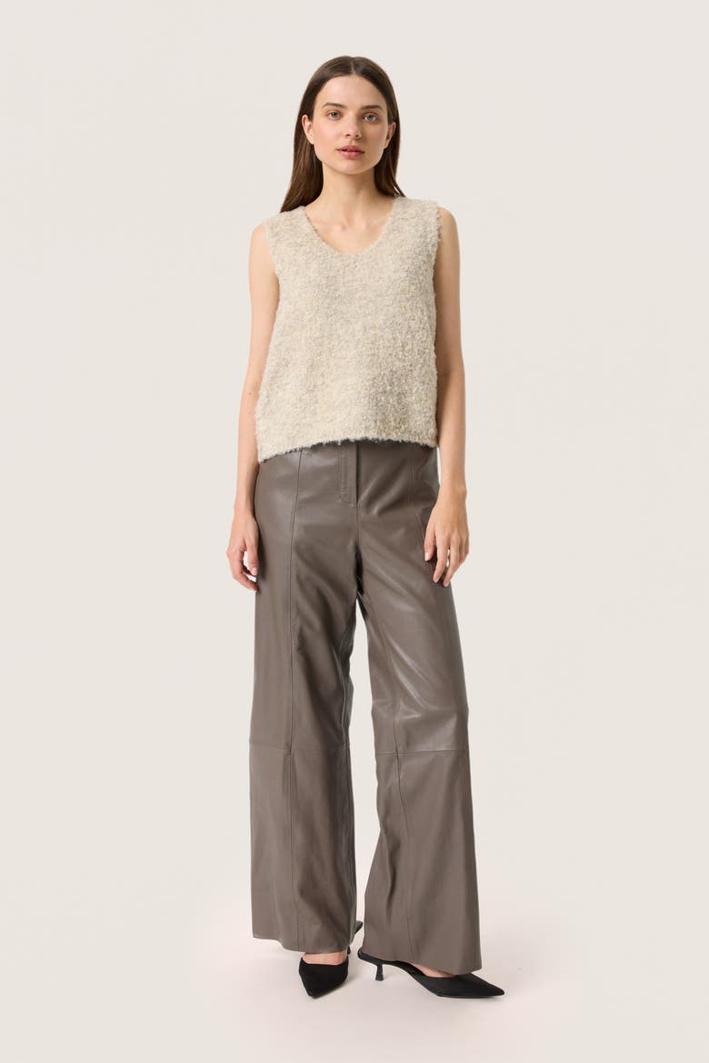 Slvenessa V-Neck Fluffy Knit Waistcoat, Alternate, color, Oatmeal Melange