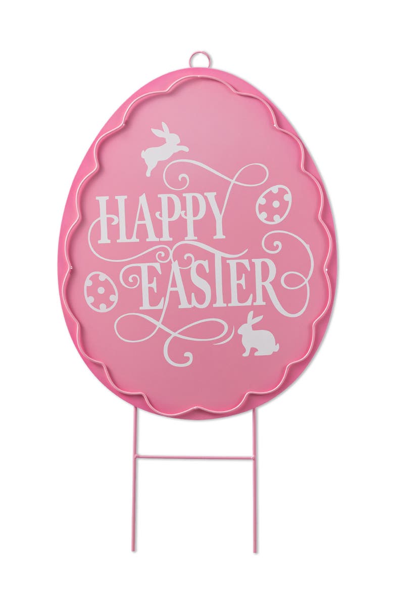 Glitzhome 24"H Easter Metal Egg Yard Stake, Main, color, Pink