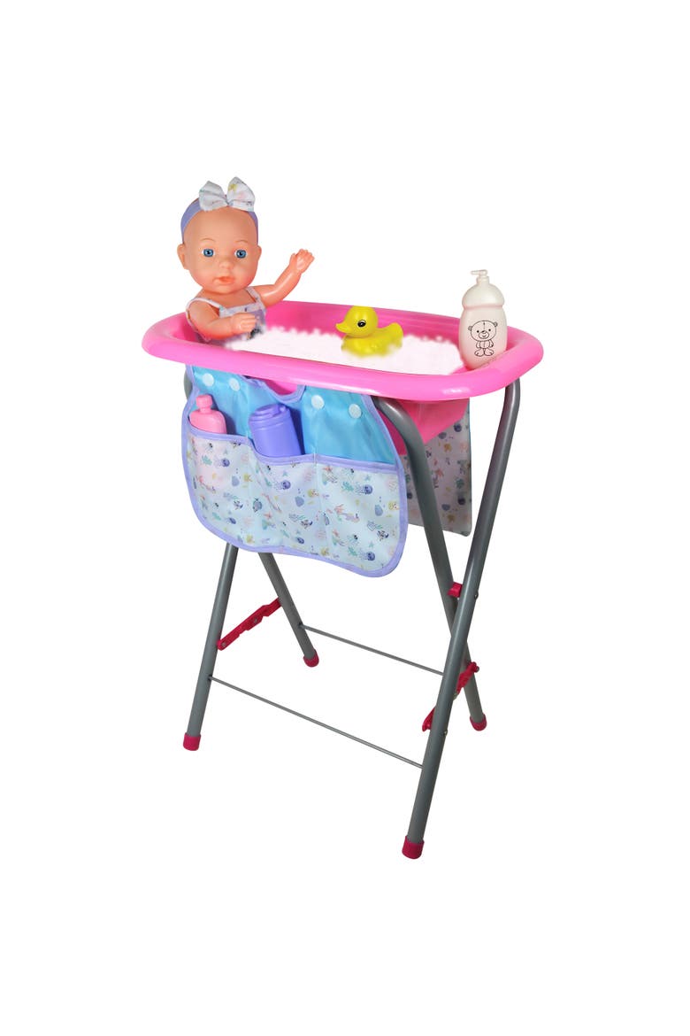 12 Inch Baby Doll Bath Tub Set, Sea Design, Care Accessories, Kids 2+, Main, color, Multicolored