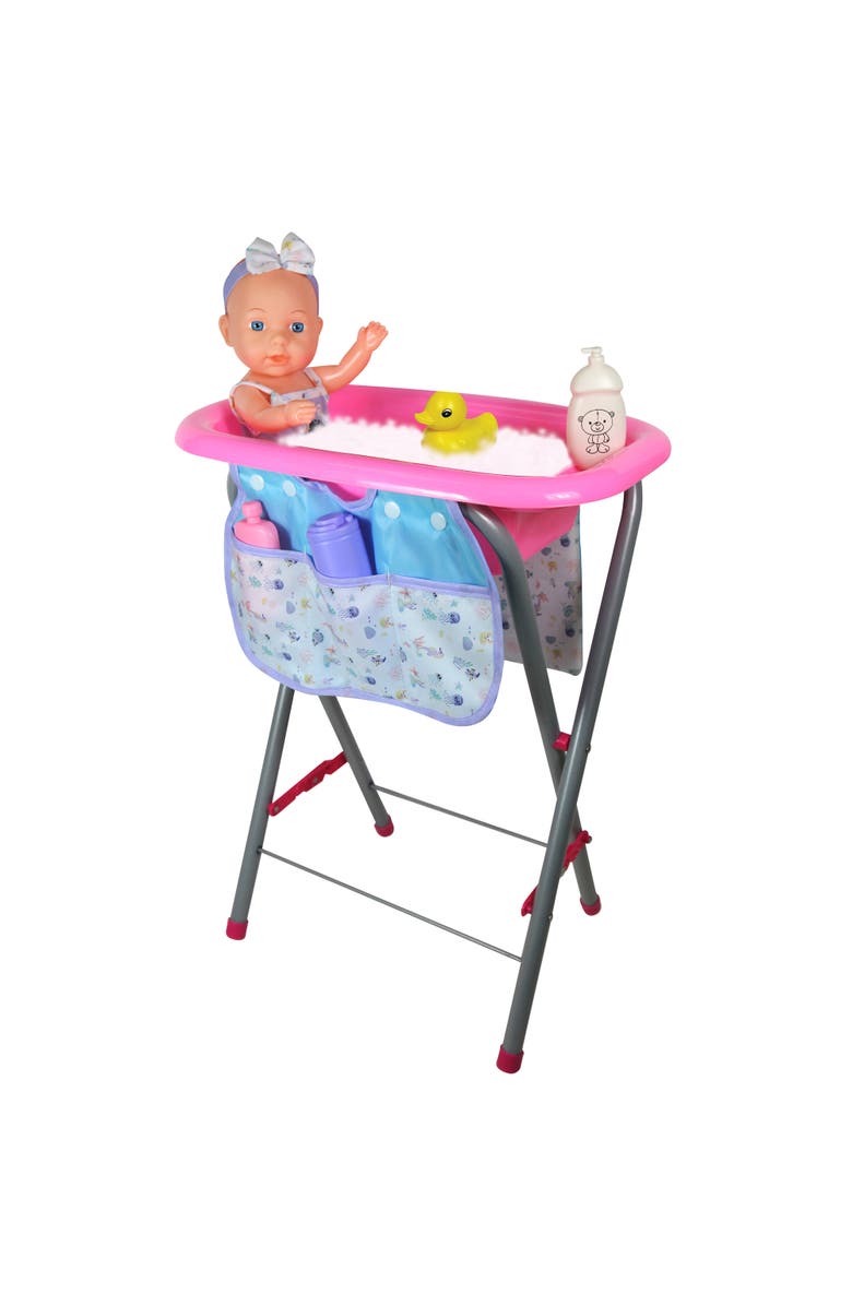 Lissi 12 Inch Baby Doll Bath Tub Set, Sea Design, Care Accessories, Kids 2+, Main, color, Multicolored