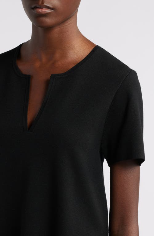 Wyeth Aster Short Sleeve Split Neck Sweater In Black
