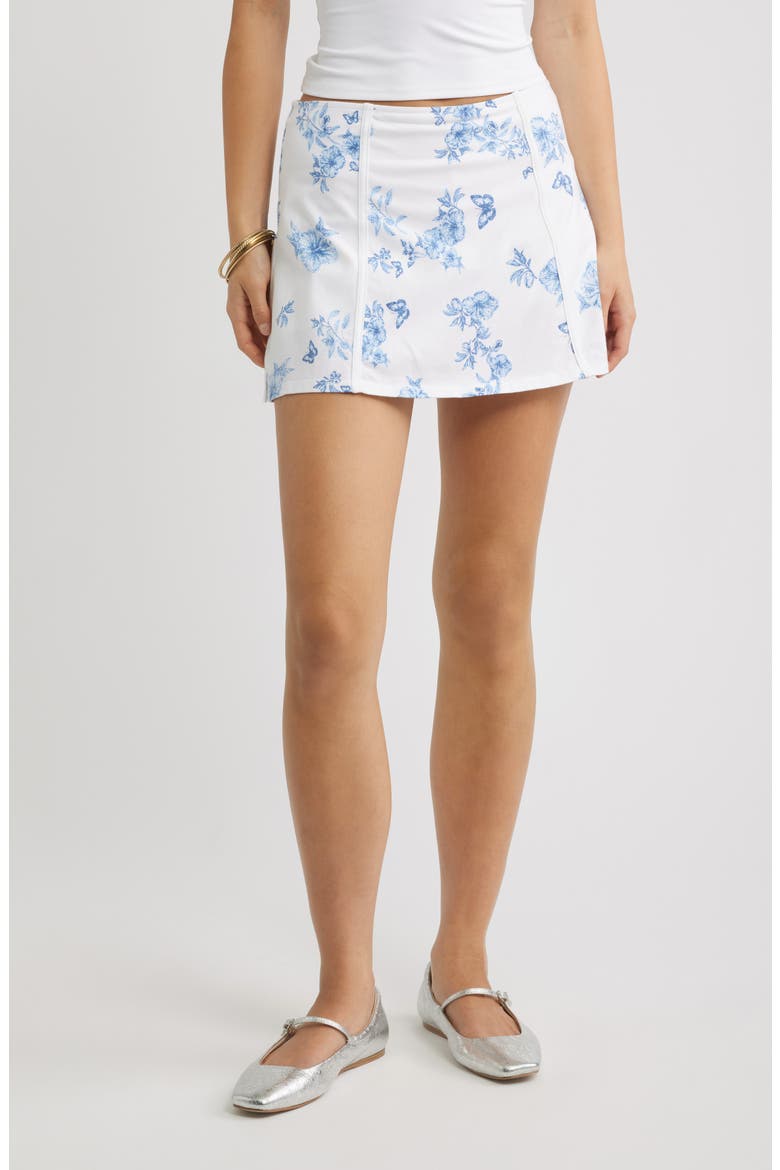 Cotton Jersey Mini Skort, Main, color, WHITE BLUE TALIA FLORAL